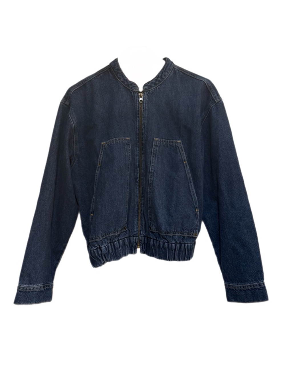 GAP Women's Oversized Relaxed Fit Blue Denim Bomber Jacket Size Medium
